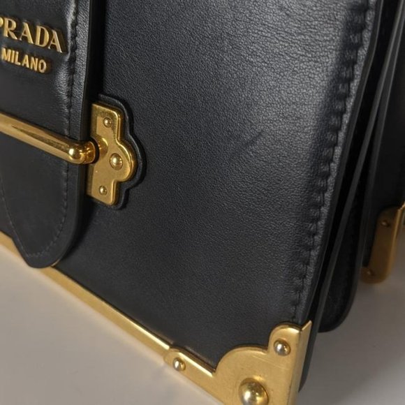 Prada Cahier Medium Black Leather Cross Body Bag - Picture 8 of 10